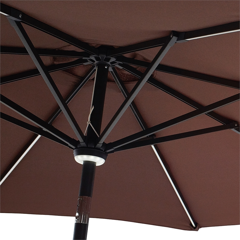 Patio Festival 8.8 ft. Outdoor Fabric Market Umbrella in Brown/ Black