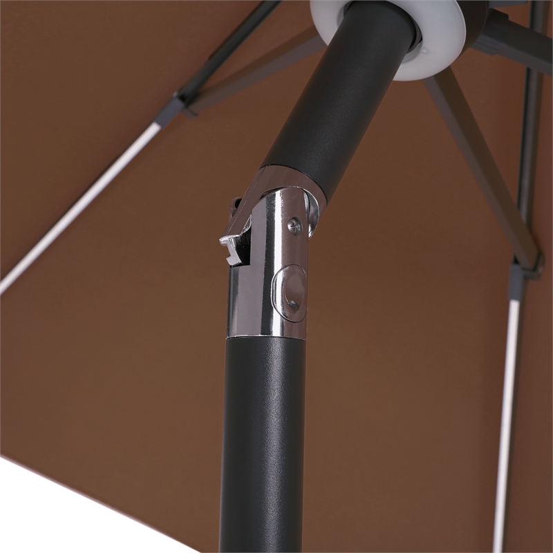 Patio Festival 8.8 ft. Outdoor Fabric Market Umbrella in Brown/ Black
