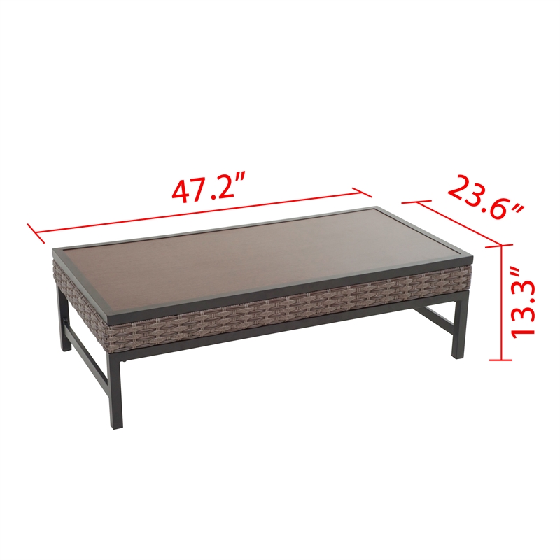 Patio Festival Right Angle Metal Outdoor Coffee Table in Brown/Black