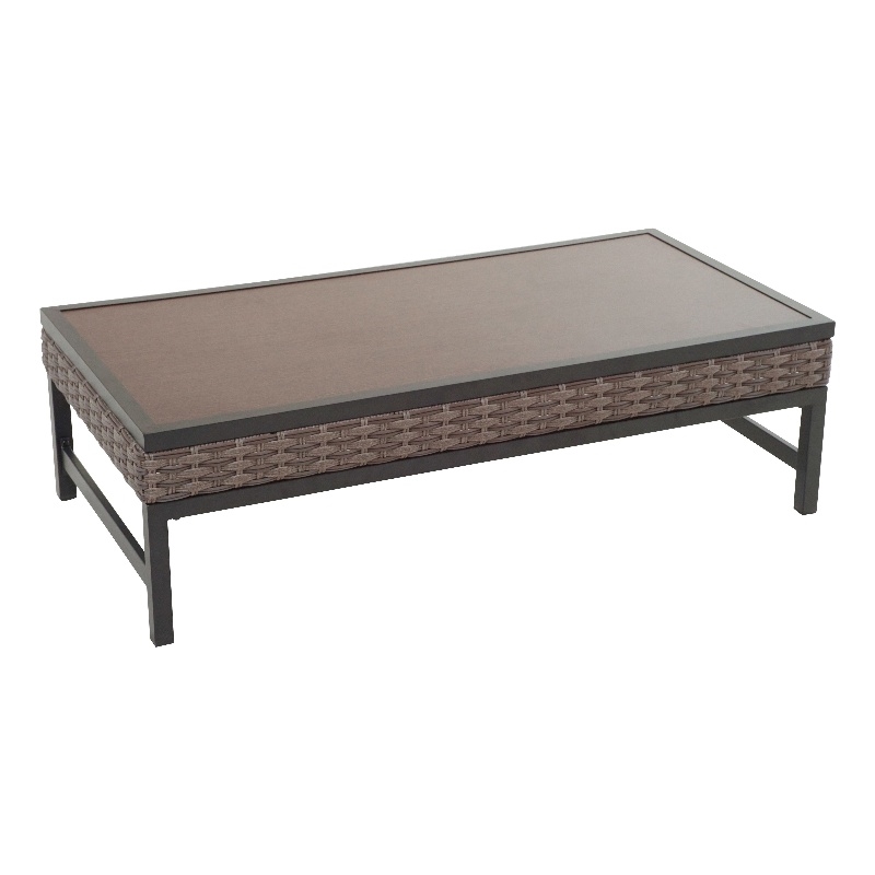 Patio Festival Right Angle Metal Outdoor Coffee Table in Brown/Black