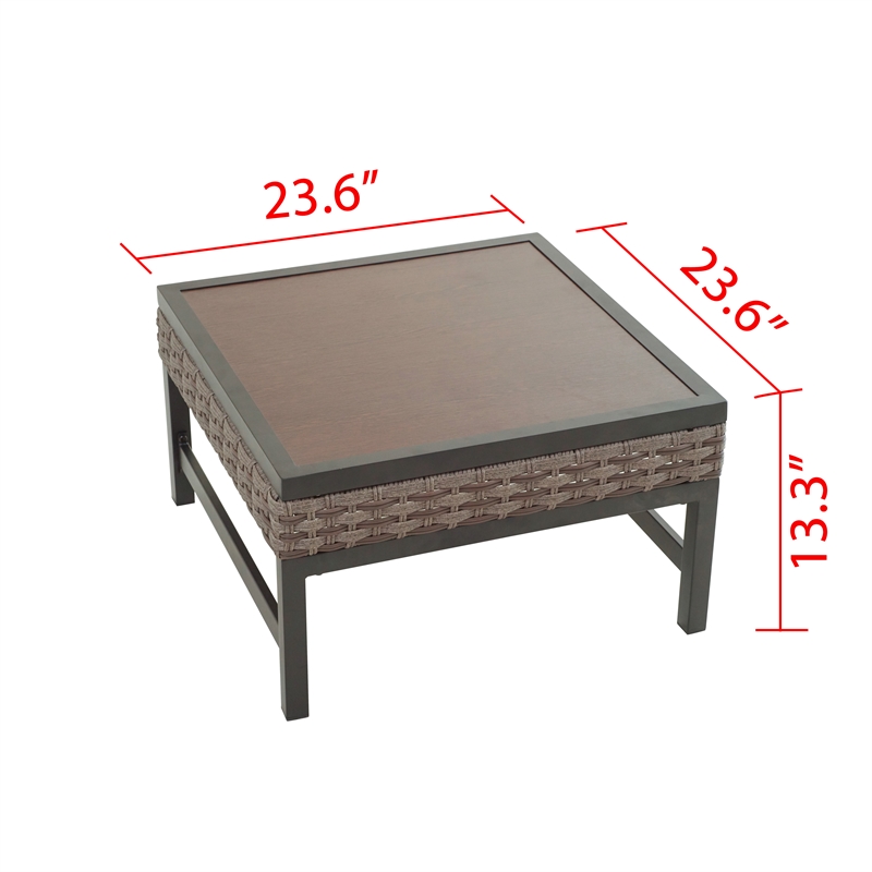 Patio Festival Right Angle Metal Outdoor Side Table in Brown/Black
