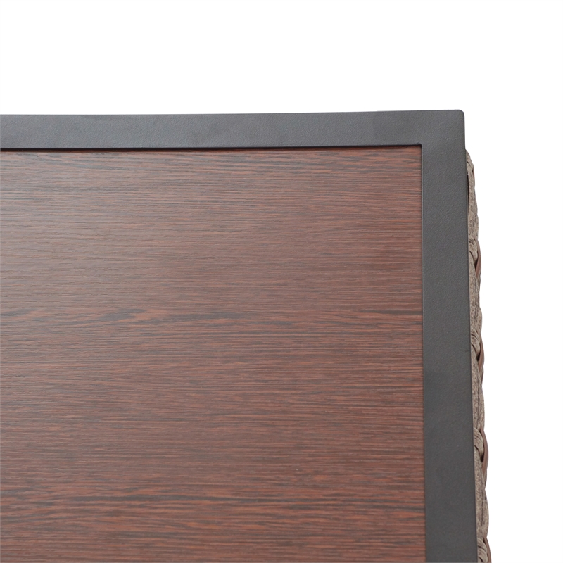 Patio Festival Right Angle Metal Outdoor Side Table in Brown/Black