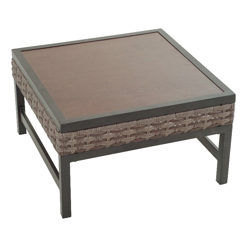 Patio Festival Right Angle Metal Outdoor Side Table in Brown/Black