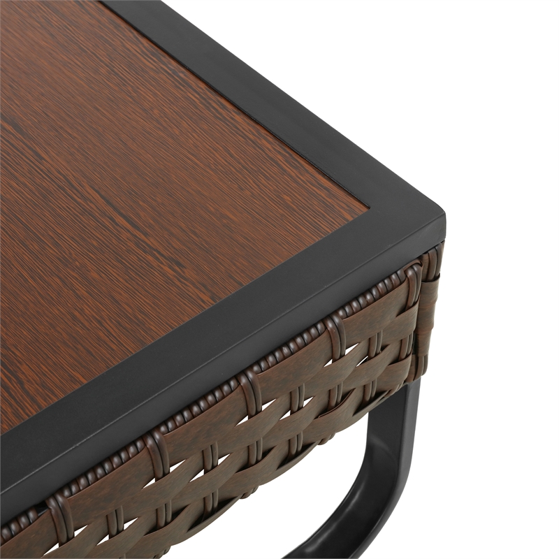 Patio Festival U-Leg Wicker / Rattan Outdoor Coffee Table in Brown/Black