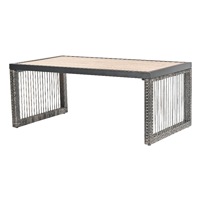 Patio Festival Outdoor Wicker / Rattan and Metal Coffee Table in Gray