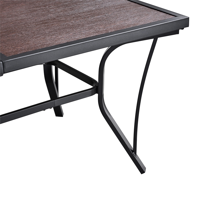 Patio Festival 63 in. Long Metal Outdoor Dining Black Brown Table for up to 8