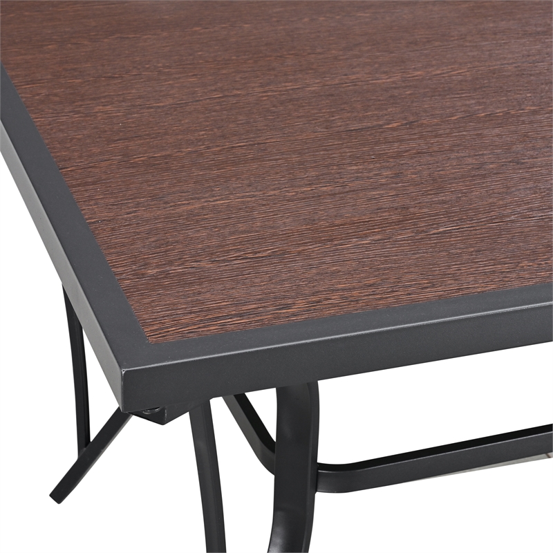Patio Festival 63 in. Long Metal Outdoor Dining Black Brown Table for up to 8