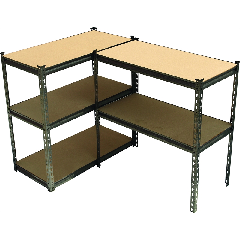King's Rack 5-Tier Metal Boltless Storage Shelving in White & Wooden