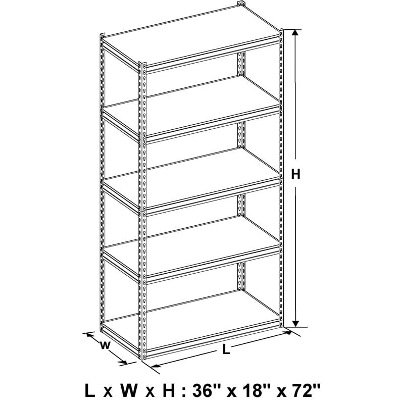 King's Rack 5-Tier Metal Boltless Storage Shelving in Wooden/Black