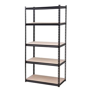 King's Rack 5-Tier Metal Boltless Storage Shelving in Wooden/Black