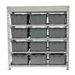 King's Rack 4-Tier Metal Organizer Shelving Rack with 12 Bins in Gray