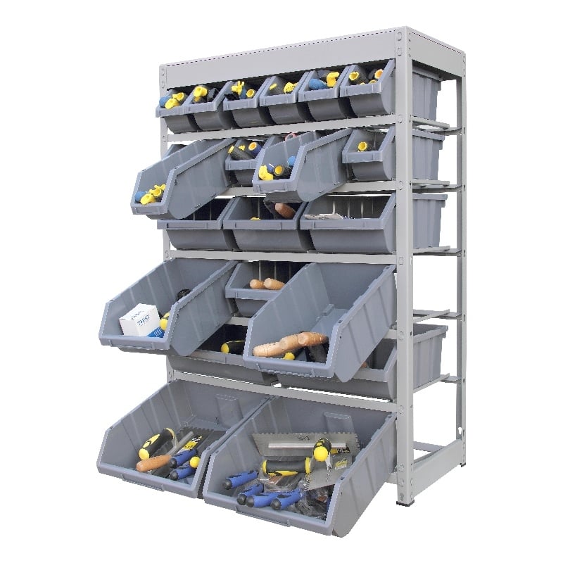 King's Rack 6-Tier Metal Organizer Shelving Rack with 22 Bins in Gray