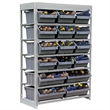 King's Rack 6-Tier Metal Organizer Shelving Rack with 16 Bins in Gray