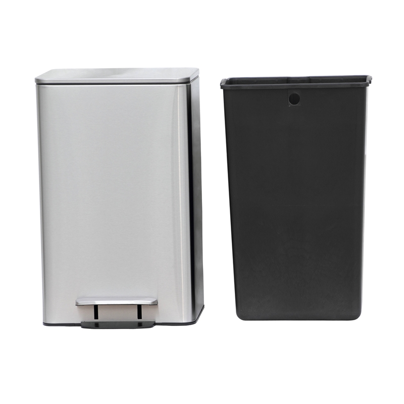 8 Gallon 30 Liter Brushed Stainless Steel Silver Color Step on Trash Can