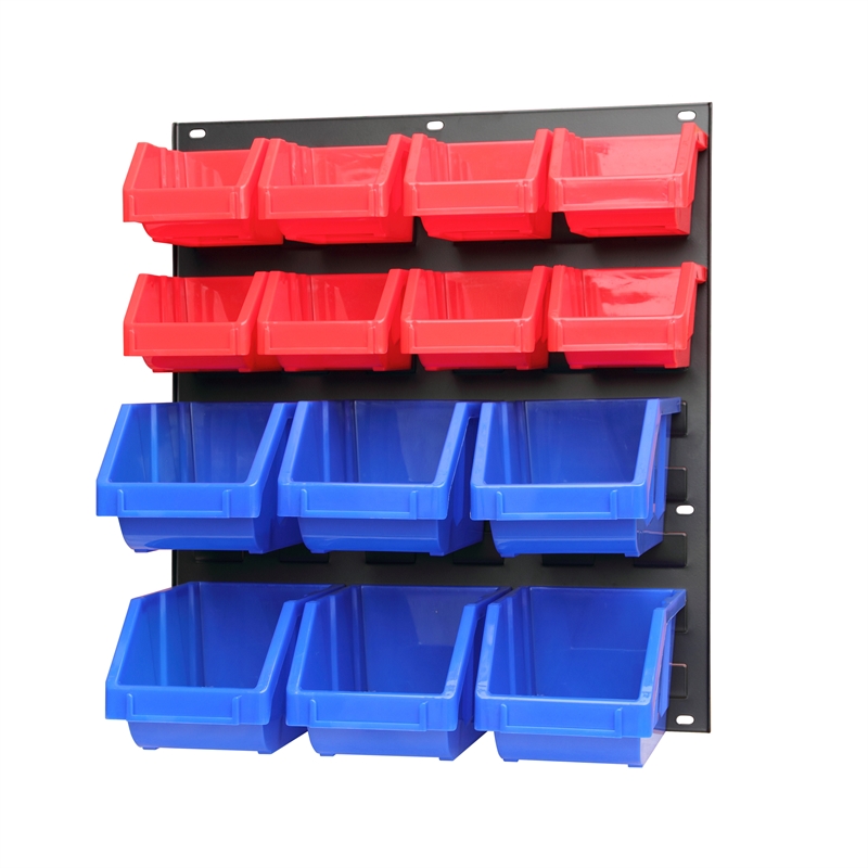 Wall Mount Black Metal Board Hanging Bin Rack Storage System Organizer 2 set