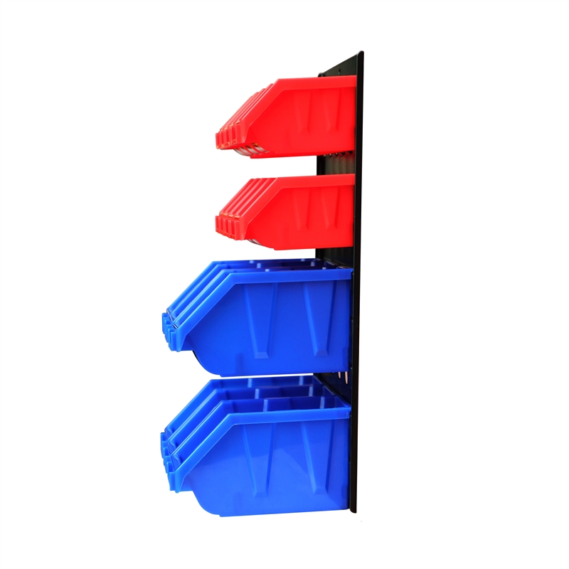 Wall Mount Black Metal Board Hanging Bin Rack Storage System Organizer 2 set