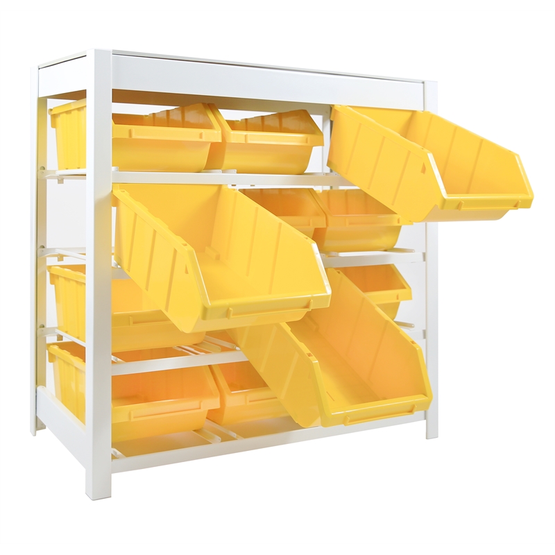 Kings Rack 4 Tires 12 Bins Metal Botless Bin Storage System in Yellow