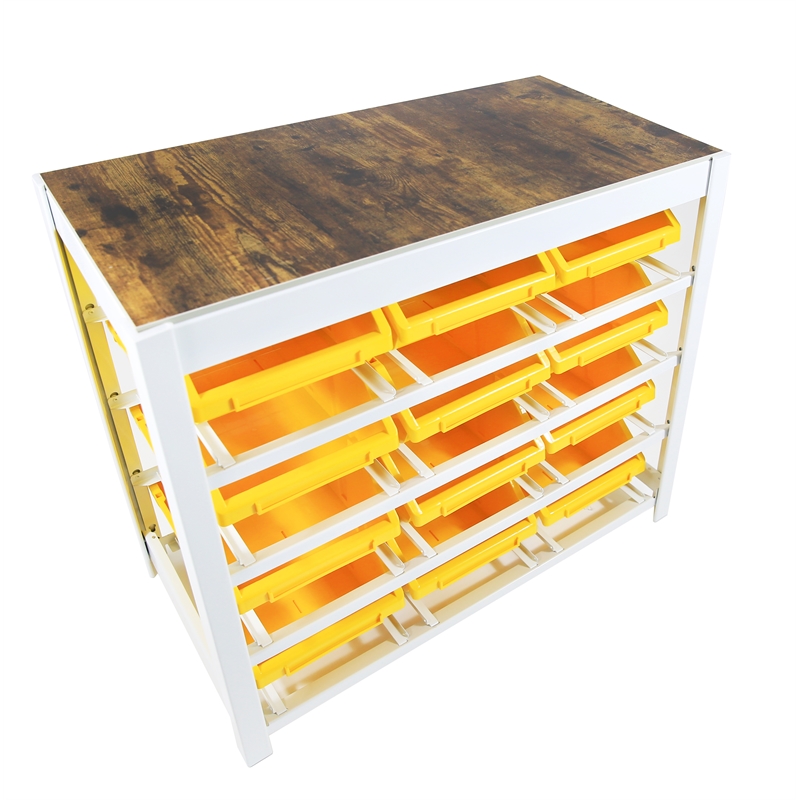 Kings Rack 4 Tires 12 Bins Metal Botless Bin Storage System in Yellow