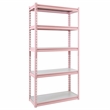 King's Rack 5-Tier Metal Boltless Storage Shelving in Pink/Wooden