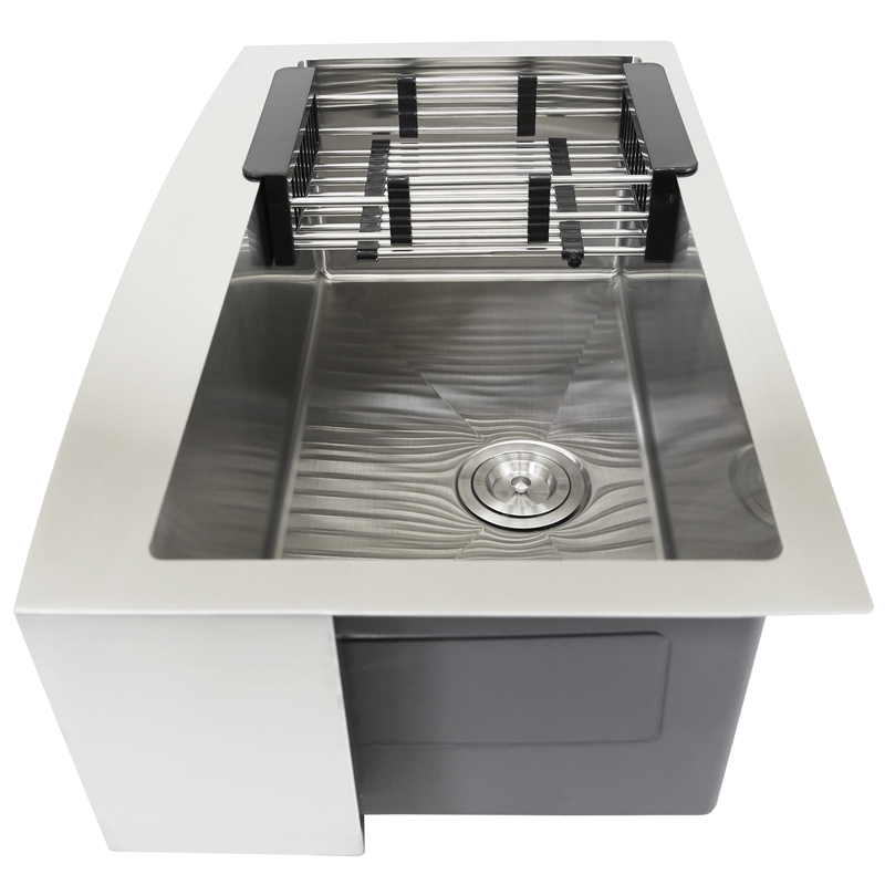 KBV 33 x 20 in. Farmhouse Apron-Front Single Bowl Stainless Steel Kitchen Sink