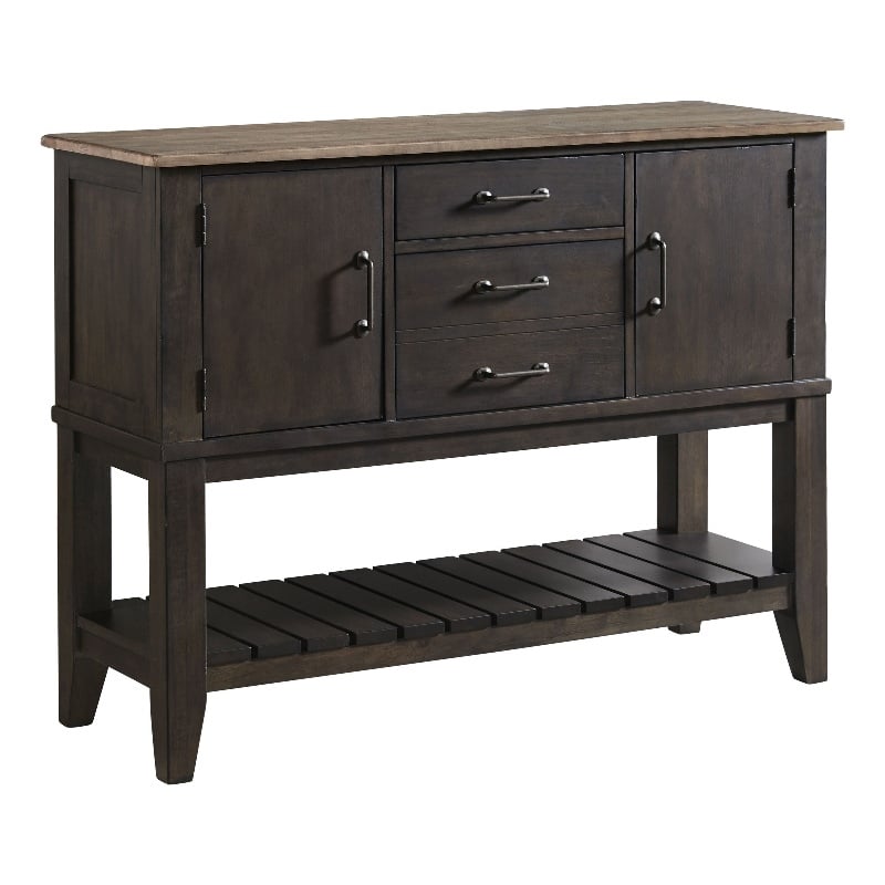 Intercon Furniture Beacon Transitional Wood Server in Black and Walnut