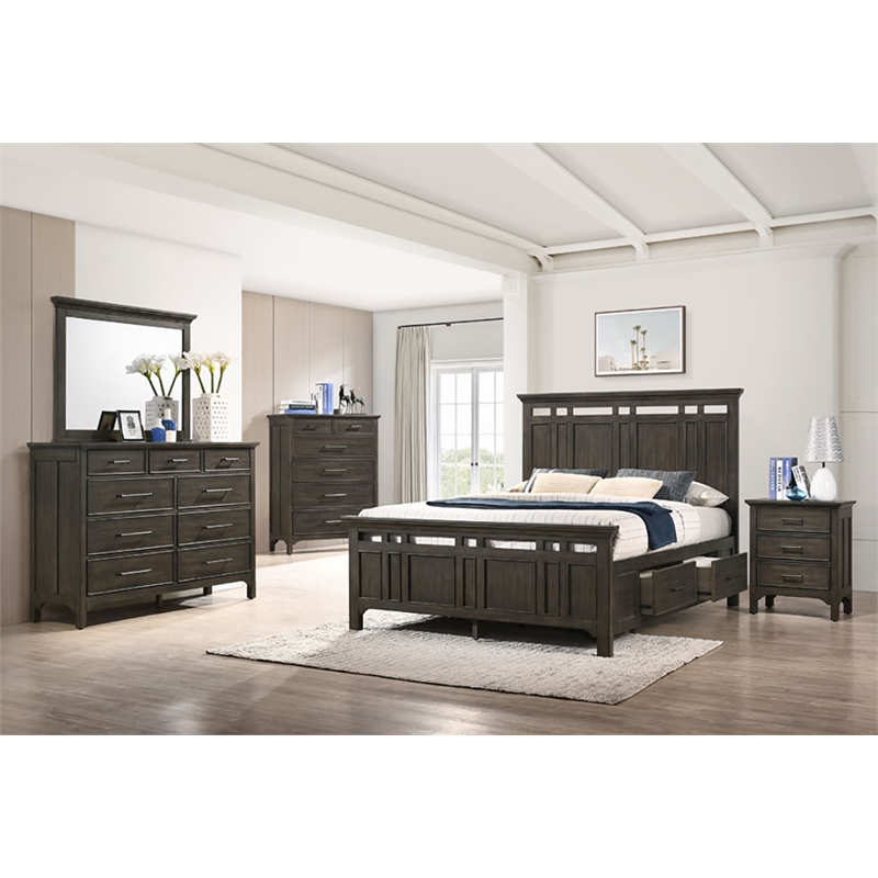 Intercon Furniture Hawthorne Bedroom Wood Landscape Mirror in Charcoal