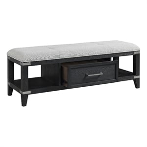 Intercon Furniture Laguna Bedroom 52&quot Wood Bench with Drawer in Black