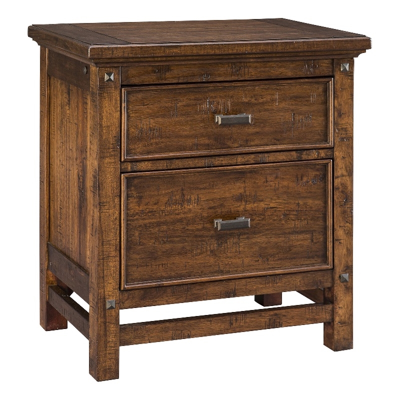 Intercon Furniture Wolf Creek Bedroom 2-Drawer Wood Nightstand in Brown