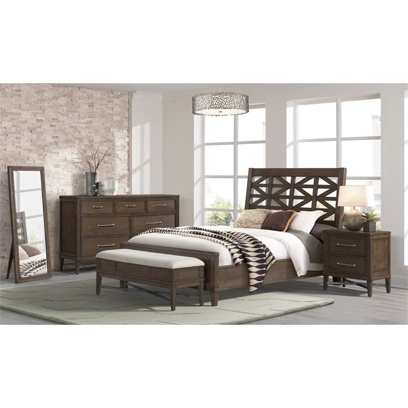 Intercon Furniture Preston Bedroom Transitional Wood Floor Mirror in Oak