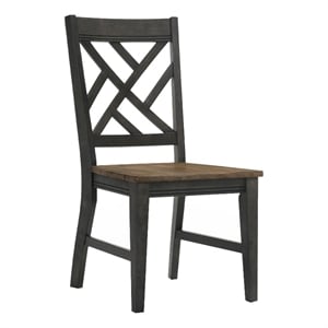 Intercon Furniture Harper Wood Lattice Back Chair in Brown/Pecan (Set of 2)