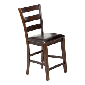 Intercon Furniture Kona 24&quot Wood and PU Ladder Back Barstool in Brown (Set of 2)