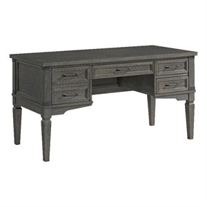 Intercon Furniture Foundry Home Office 60&quot Wood Half Ped Desk in Pewter