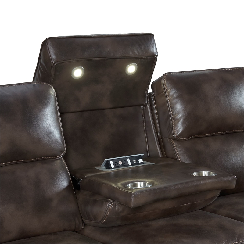Intercon Furniture Silhouette Leather Dual-Power Recliner Sofa w/Drop in Coffee