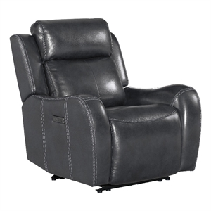 Intercon Furniture Wainwright Leather Dual-Power Recliner in Charcoal Gray