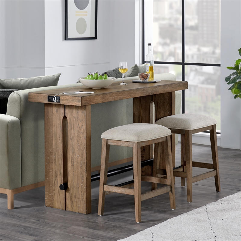Intercon Furniture Landmark Modern Wood Backless Stool in Oak (Set of 2)