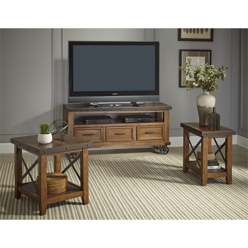 Intercon Furniture Taos Traditional Wood Chairside Table in Canyon Brown