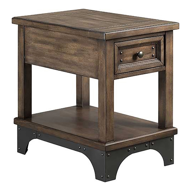 Intercon Furniture Whiskey River Traditional Wood Chairside Table in Gray