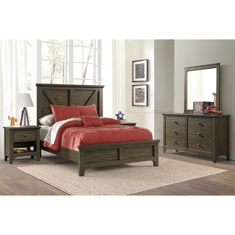 Intercon Furniture Tahoe Youth 6-Drawer Farmhouse Wood Dresser in Rock Gray