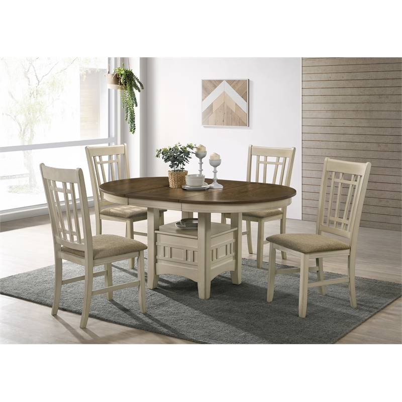 Intercon Furniture Traditional Wood Table in Rustic White/French Oak