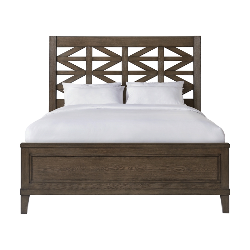 Intercon Furniture Preston Queen Bed with Lattice Headboard Weathered Oak finish