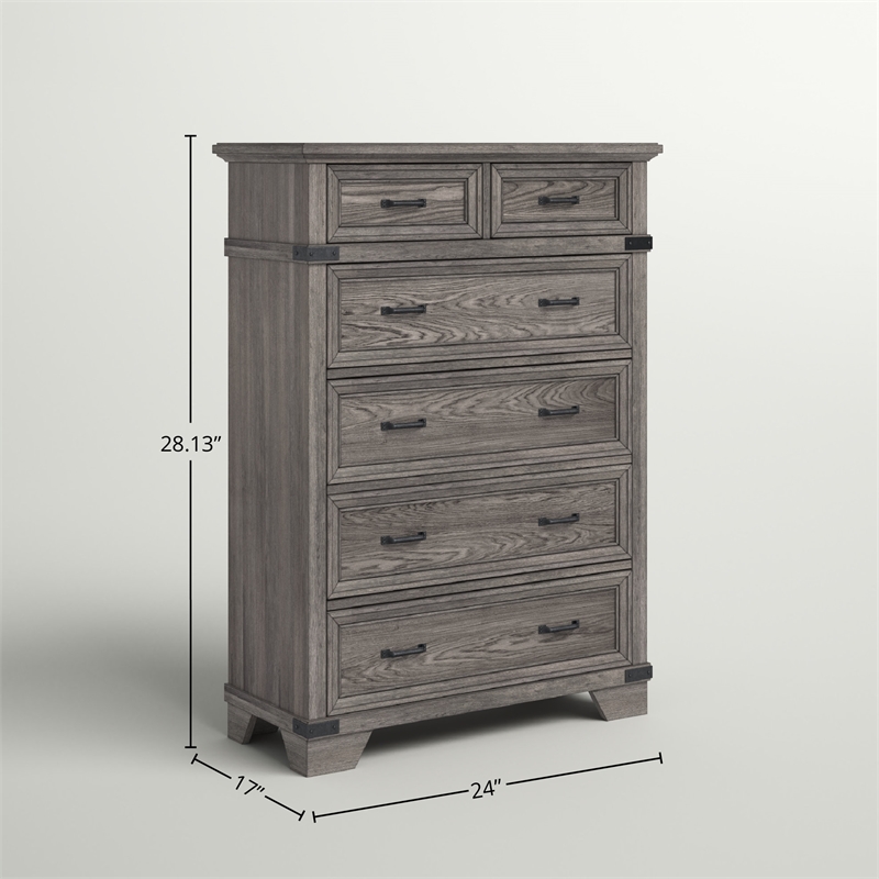 Intercon Furniture Forge 6-Drawer Standard Chest Brushed Steel