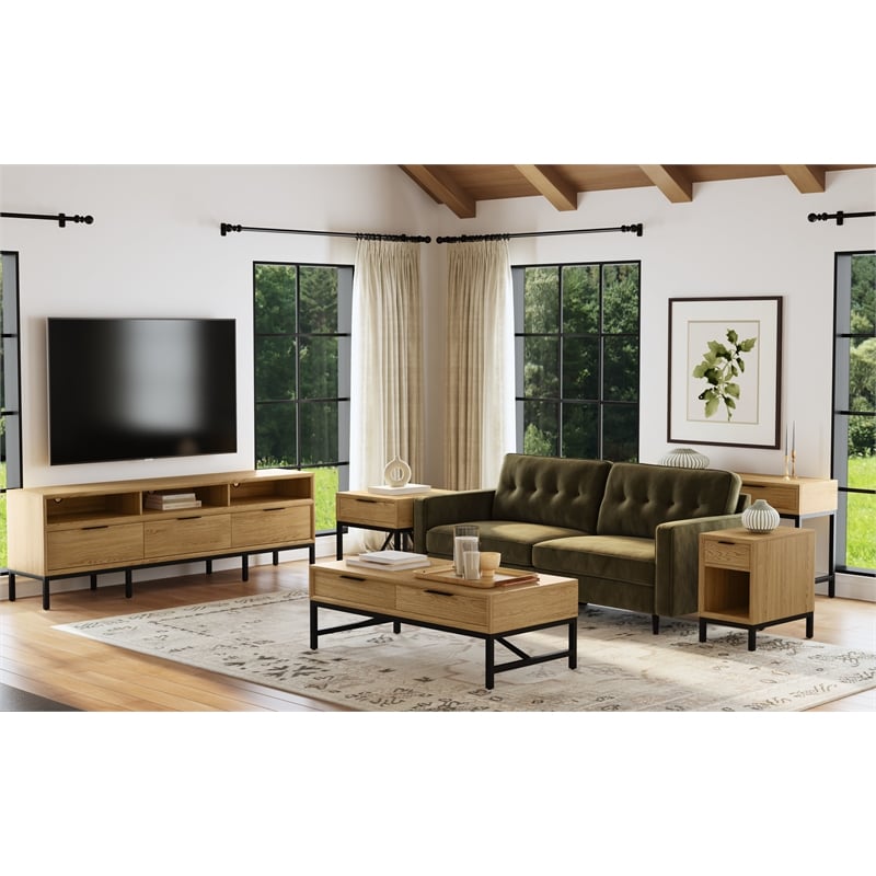 Intercon Newport 85 TV Console in Natural Oak