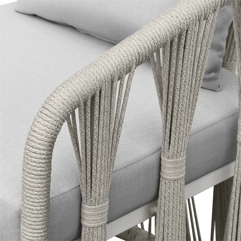 Intercon Alexa Outdoor Dining Side Arm Chair in White