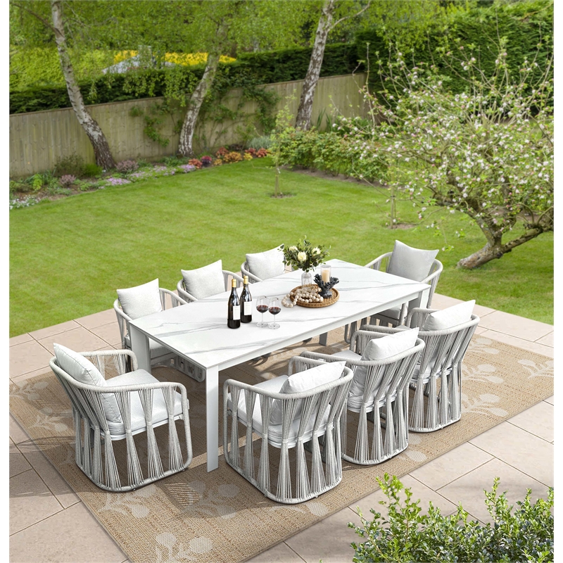 Intercon Alexa Outdoor Dining Side Arm Chair in White