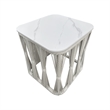 Intercon Alexa Outdoor Seating Side Table with Stone Top in White