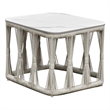 Intercon Alexa Outdoor Seating Side Table with Stone Top in White