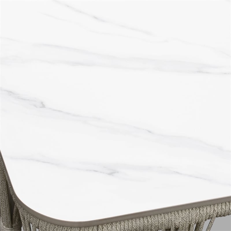 Intercon Alexa Outdoor Seating Coffee Table with Stone Top in White
