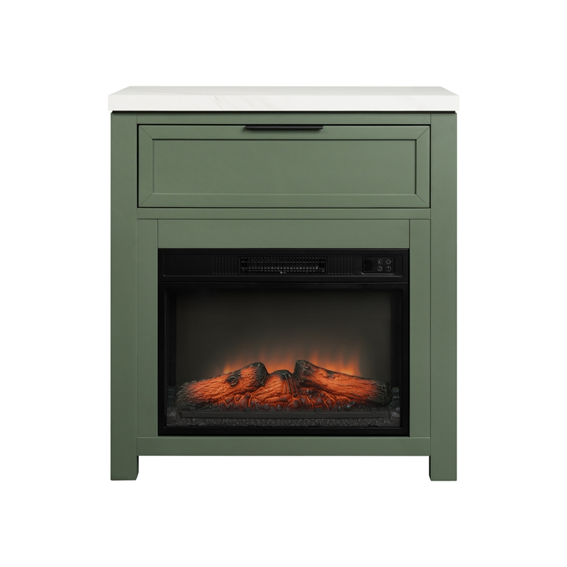 Intercon Fireside Console Fireplace in Matcha Green