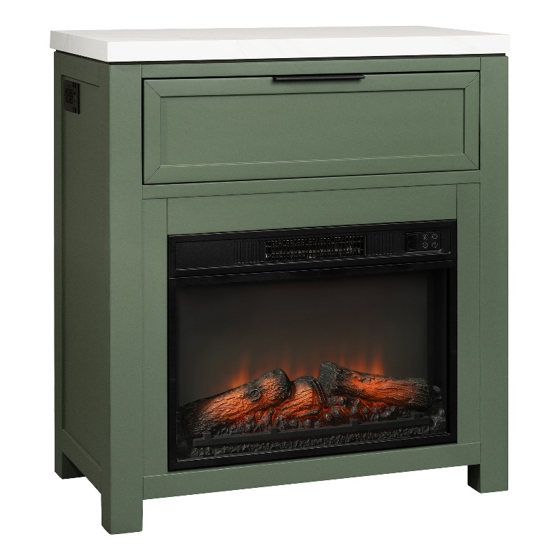 Intercon Fireside Console Fireplace in Matcha Green