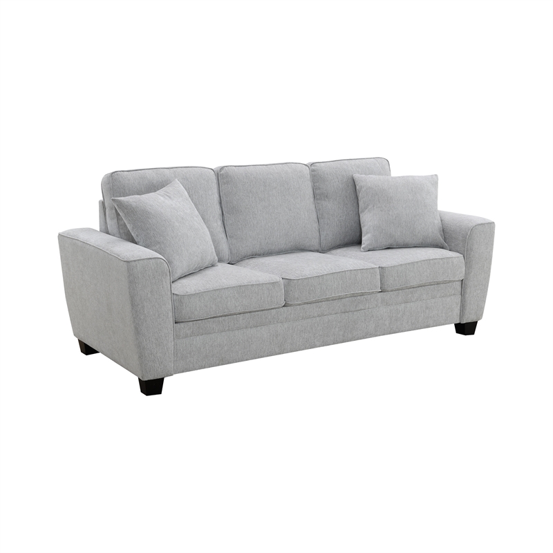 Intercon Ashbury Sofa with 2 Pillows in TUP Soft Gray Chenille